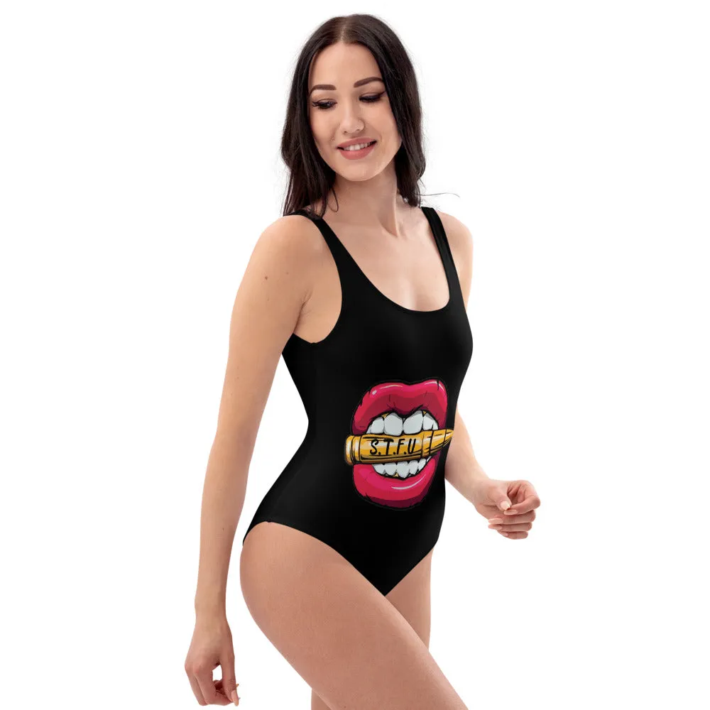 STFU Classic Logo One-Piece Swimsuit - Black