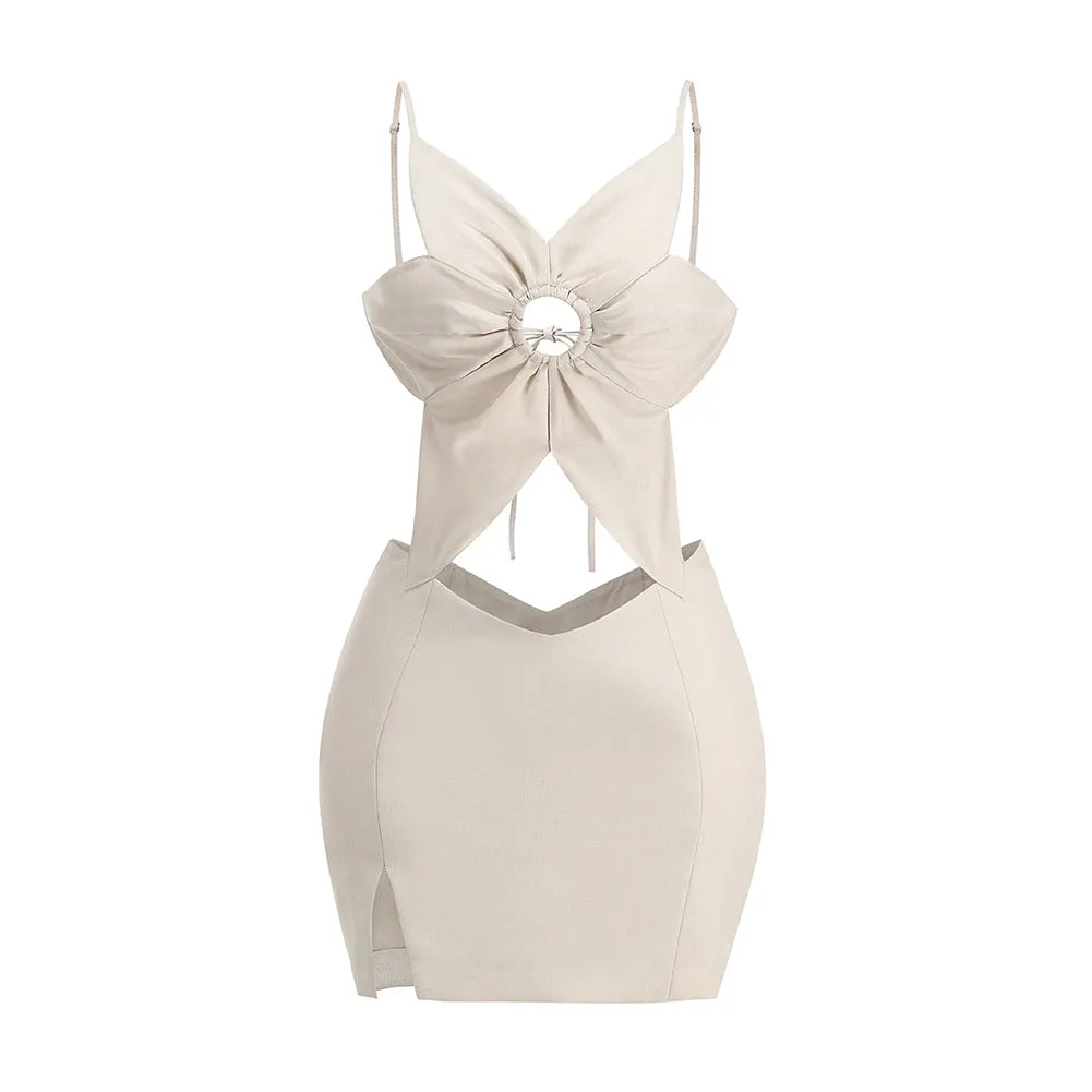 Strappy Sleeveless 3D Flower Mini Dress ZNSBA1026