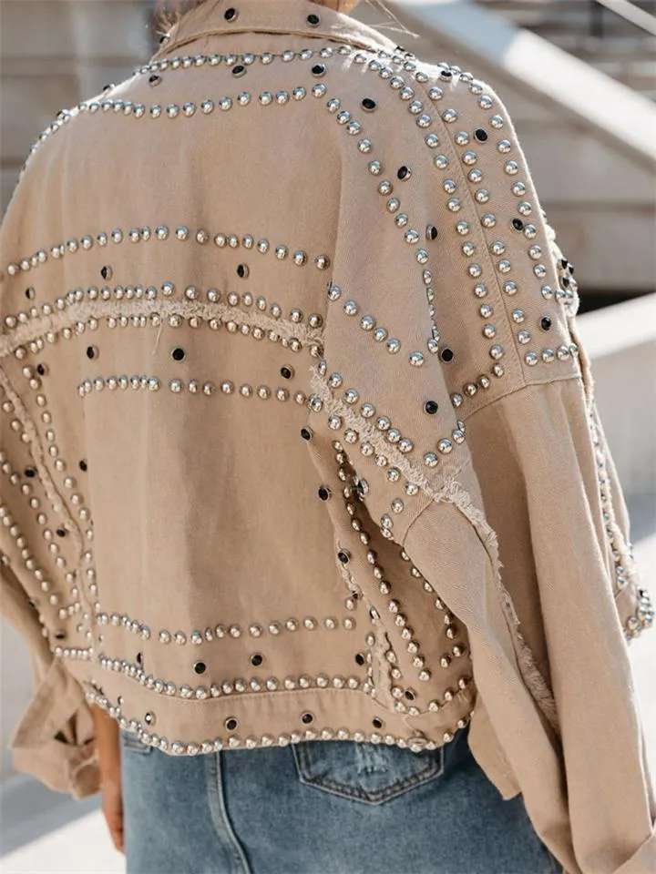 Super Cool Rivets Denim Biker Jacket
