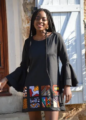 Sweet African Ruffle Sleeve Mini Dress