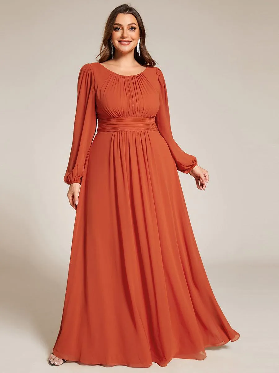 Taille personnalisée Robe demoiselle d'honneur en mousseline à taille haute Manches bouffantes