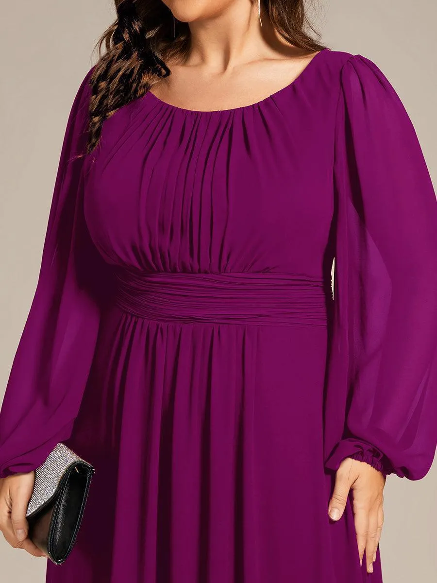 Taille personnalisée Robe demoiselle d'honneur en mousseline à taille haute Manches bouffantes