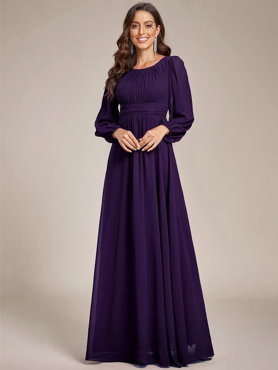 Taille personnalisée Robe demoiselle d'honneur en mousseline à taille haute Manches bouffantes
