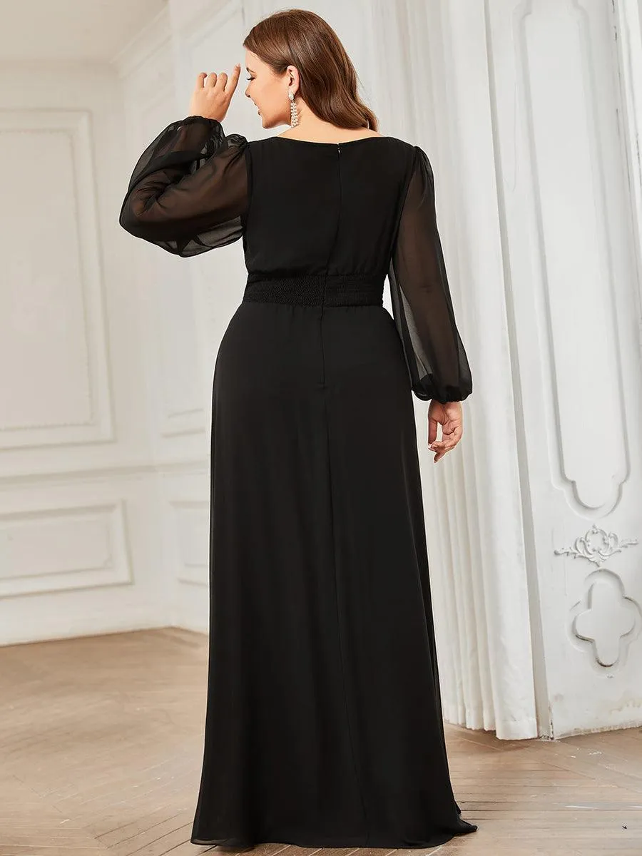 Taille personnalisée Robe demoiselle d'honneur en mousseline à taille haute Manches bouffantes