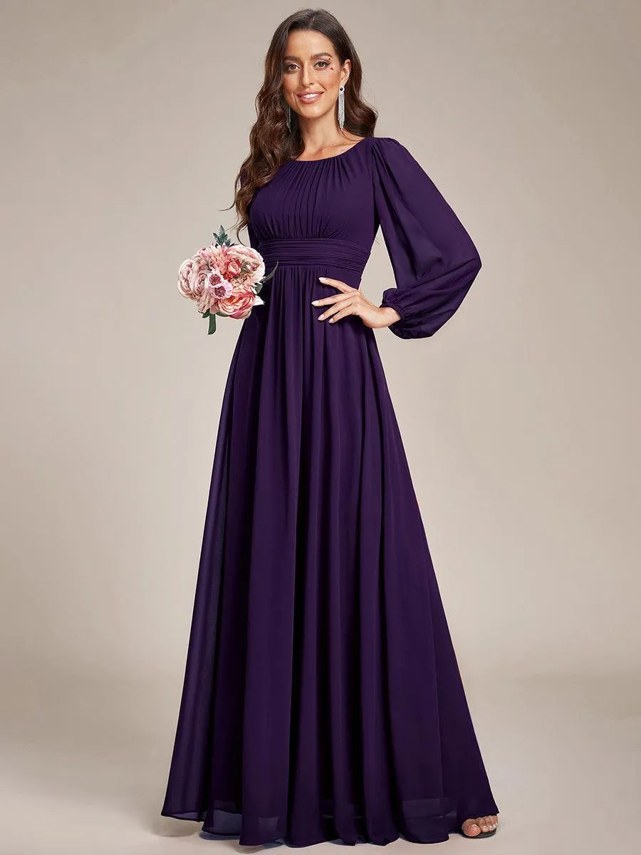Taille personnalisée Robe demoiselle d'honneur en mousseline à taille haute Manches bouffantes