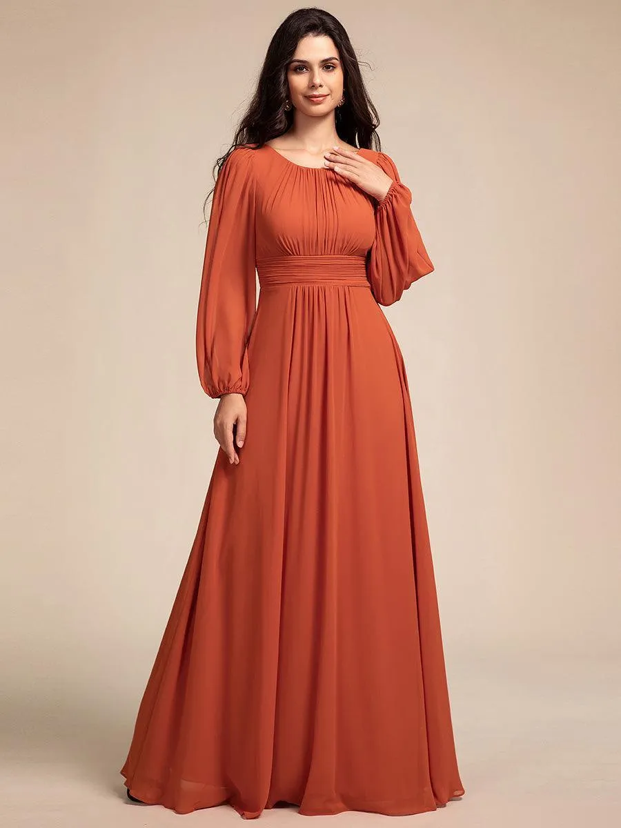 Taille personnalisée Robe demoiselle d'honneur en mousseline à taille haute Manches bouffantes