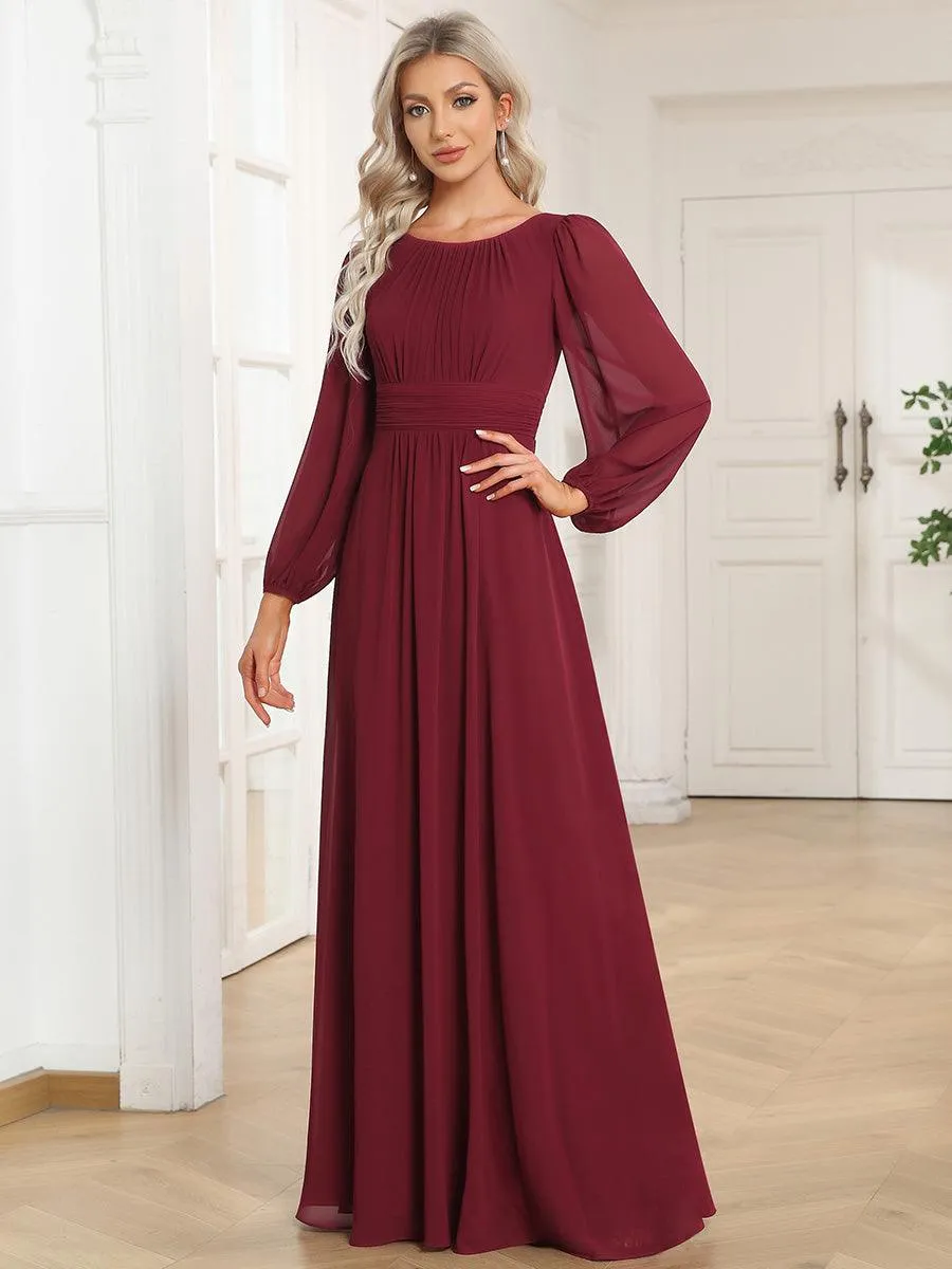 Taille personnalisée Robe demoiselle d'honneur en mousseline à taille haute Manches bouffantes
