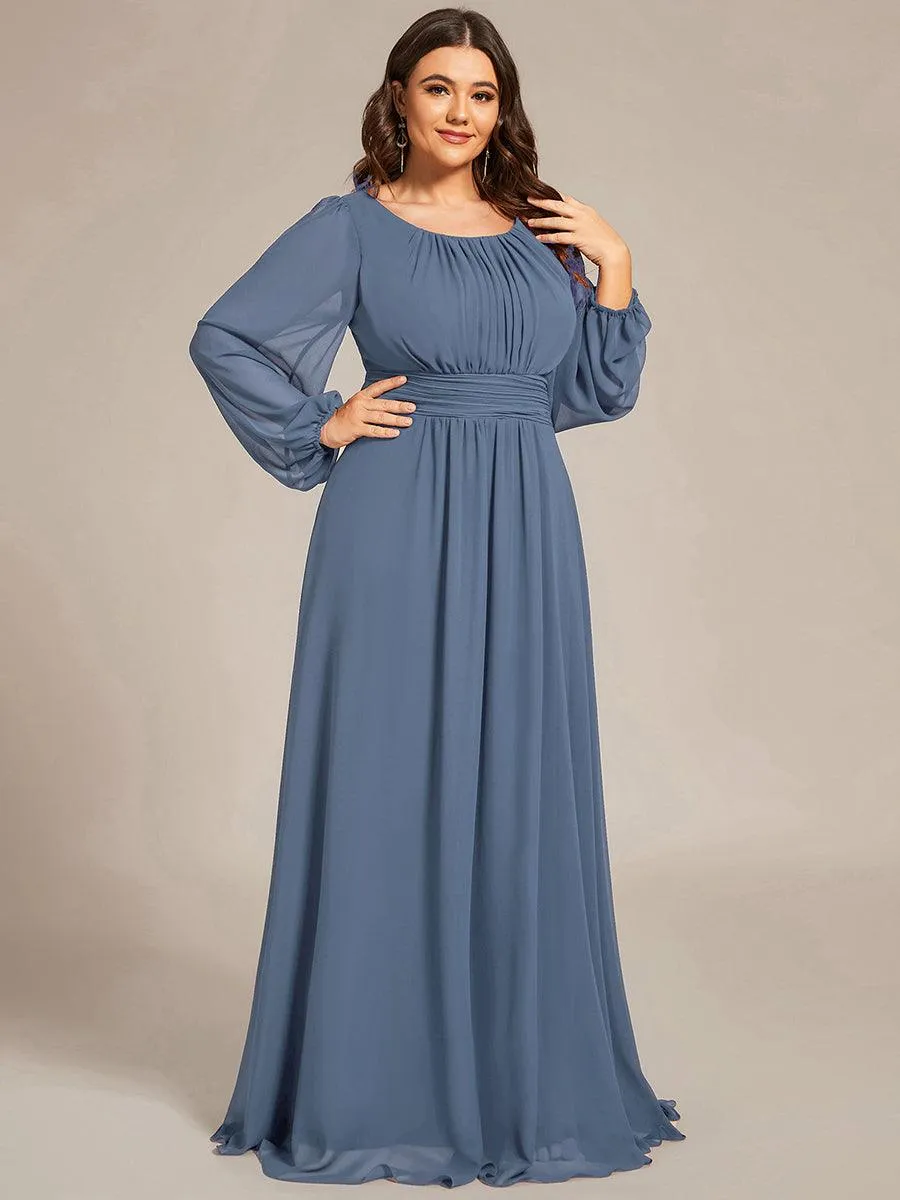 Taille personnalisée Robe demoiselle d'honneur en mousseline à taille haute Manches bouffantes