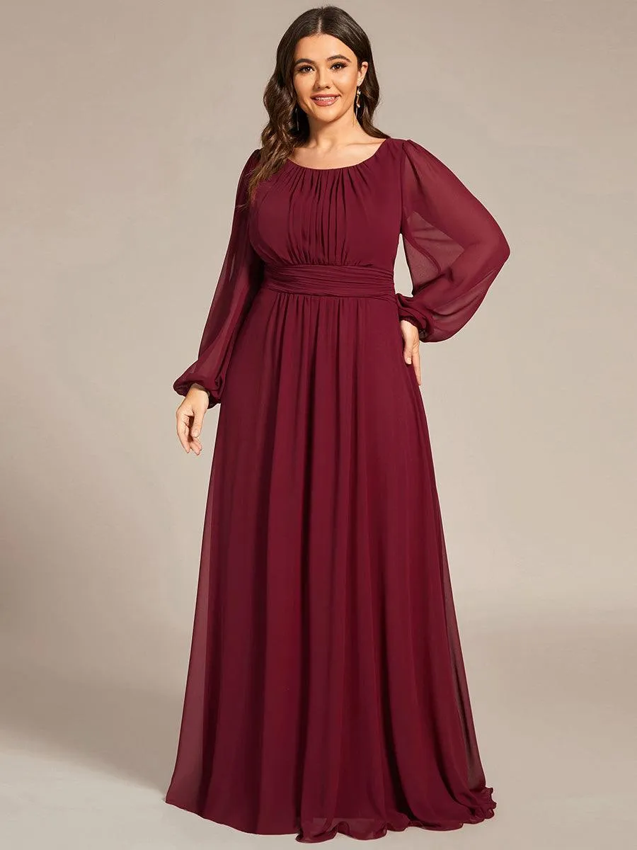 Taille personnalisée Robe demoiselle d'honneur en mousseline à taille haute Manches bouffantes