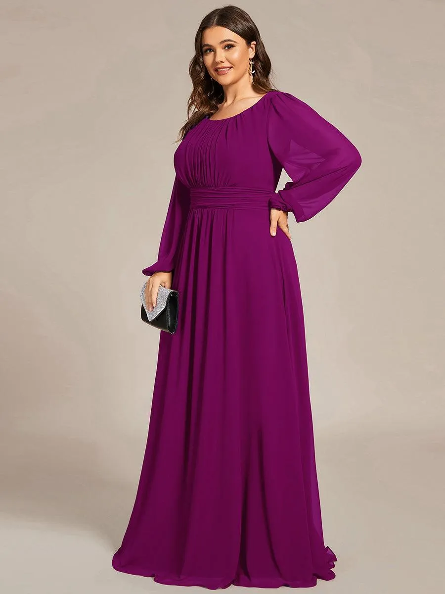 Taille personnalisée Robe demoiselle d'honneur en mousseline à taille haute Manches bouffantes