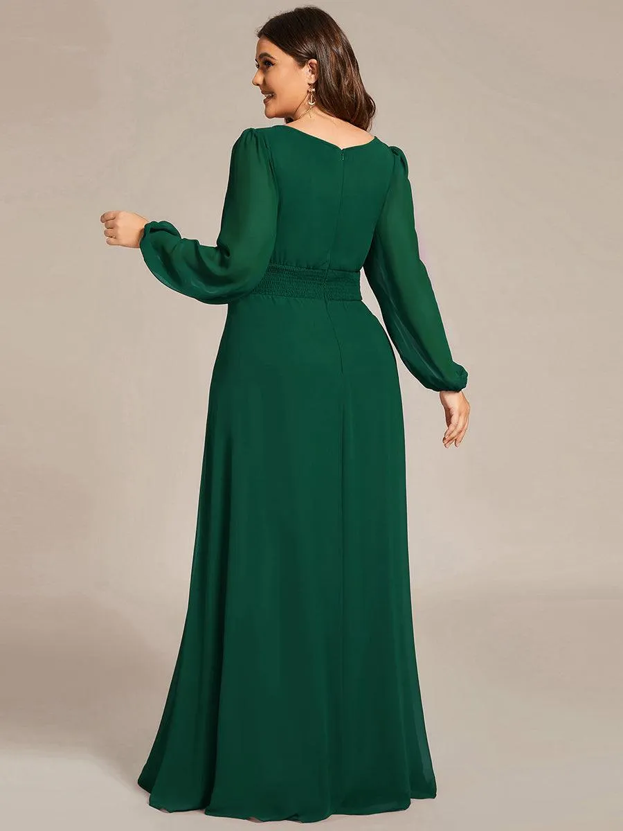 Taille personnalisée Robe demoiselle d'honneur en mousseline à taille haute Manches bouffantes