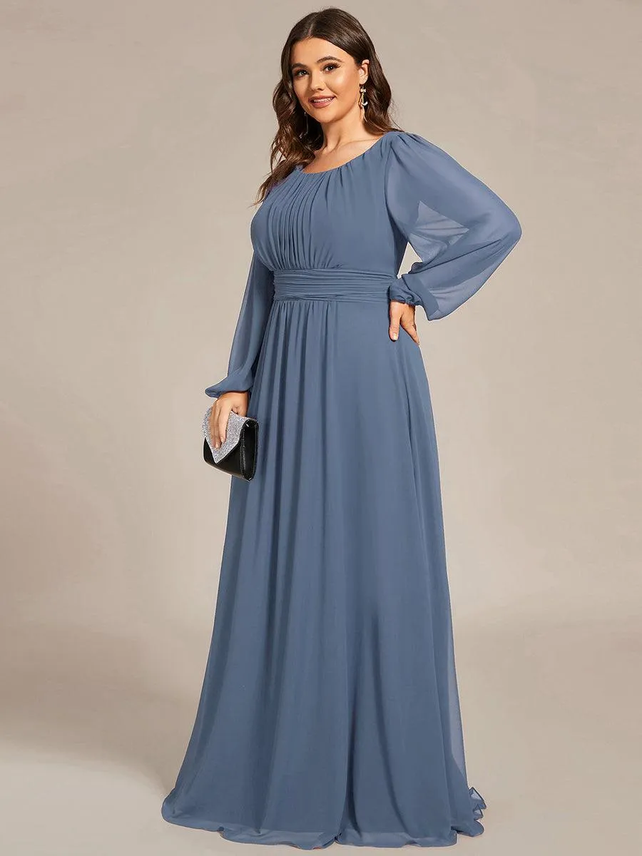Taille personnalisée Robe demoiselle d'honneur en mousseline à taille haute Manches bouffantes