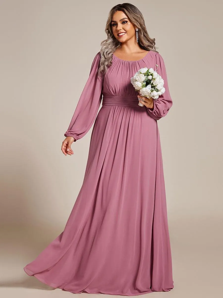 Taille personnalisée Robe demoiselle d'honneur en mousseline à taille haute Manches bouffantes