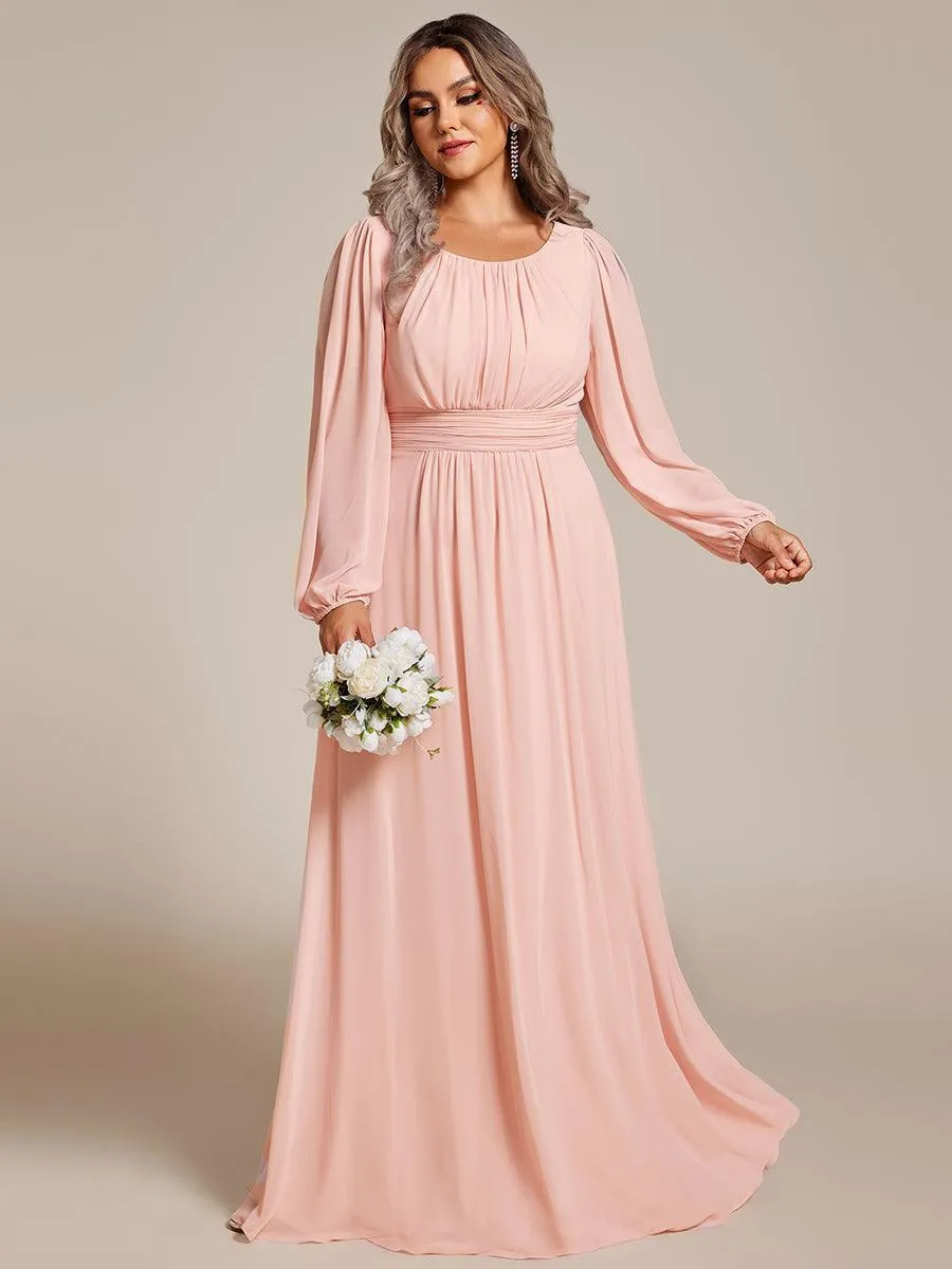 Taille personnalisée Robe demoiselle d'honneur en mousseline à taille haute Manches bouffantes