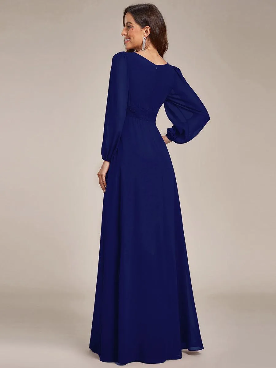 Taille personnalisée Robe demoiselle d'honneur en mousseline à taille haute Manches bouffantes
