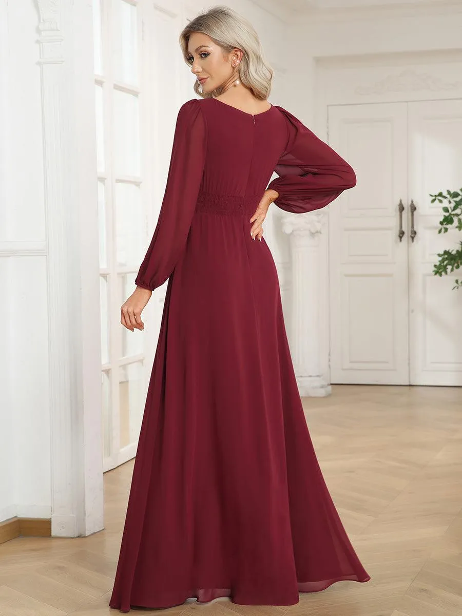 Taille personnalisée Robe demoiselle d'honneur en mousseline à taille haute Manches bouffantes