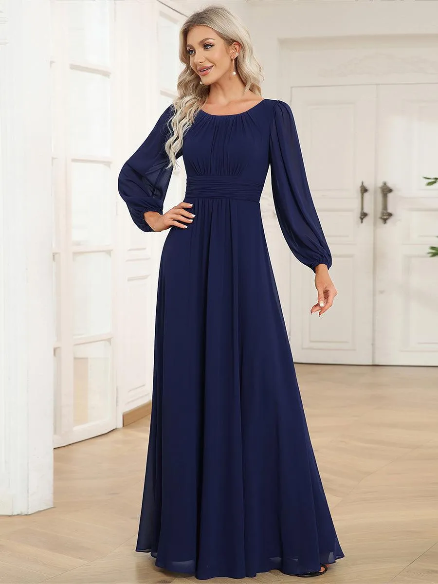 Taille personnalisée Robe demoiselle d'honneur en mousseline à taille haute Manches bouffantes