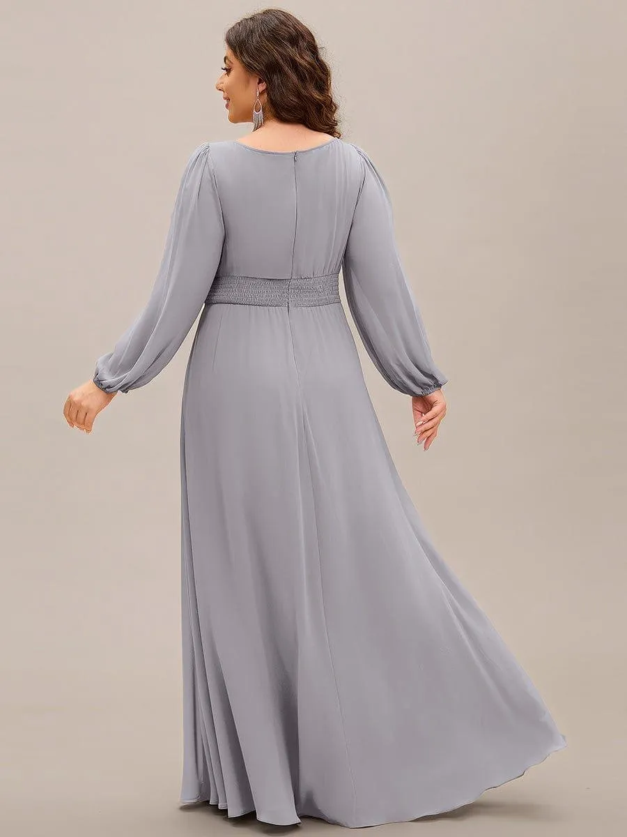 Taille personnalisée Robe demoiselle d'honneur en mousseline à taille haute Manches bouffantes