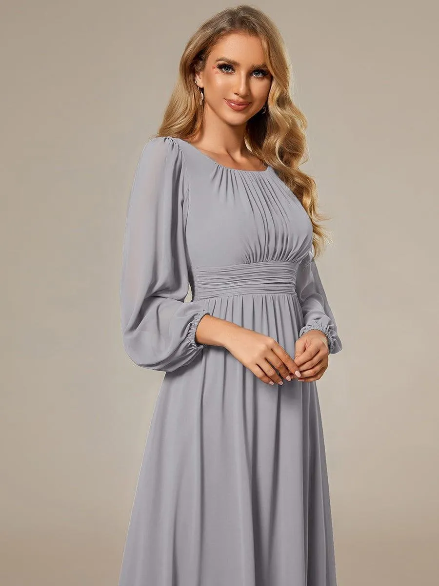Taille personnalisée Robe demoiselle d'honneur en mousseline à taille haute Manches bouffantes