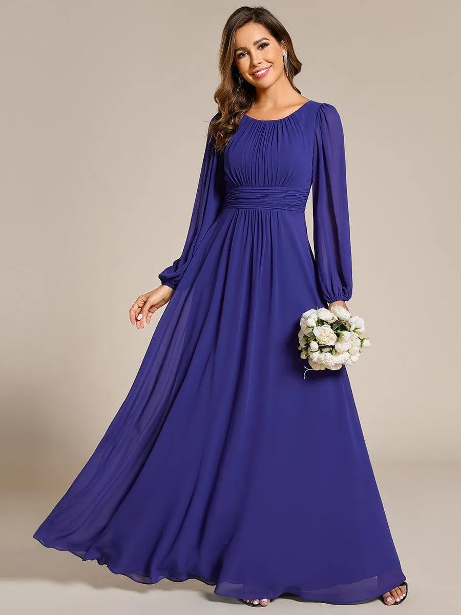 Taille personnalisée Robe demoiselle d'honneur en mousseline à taille haute Manches bouffantes