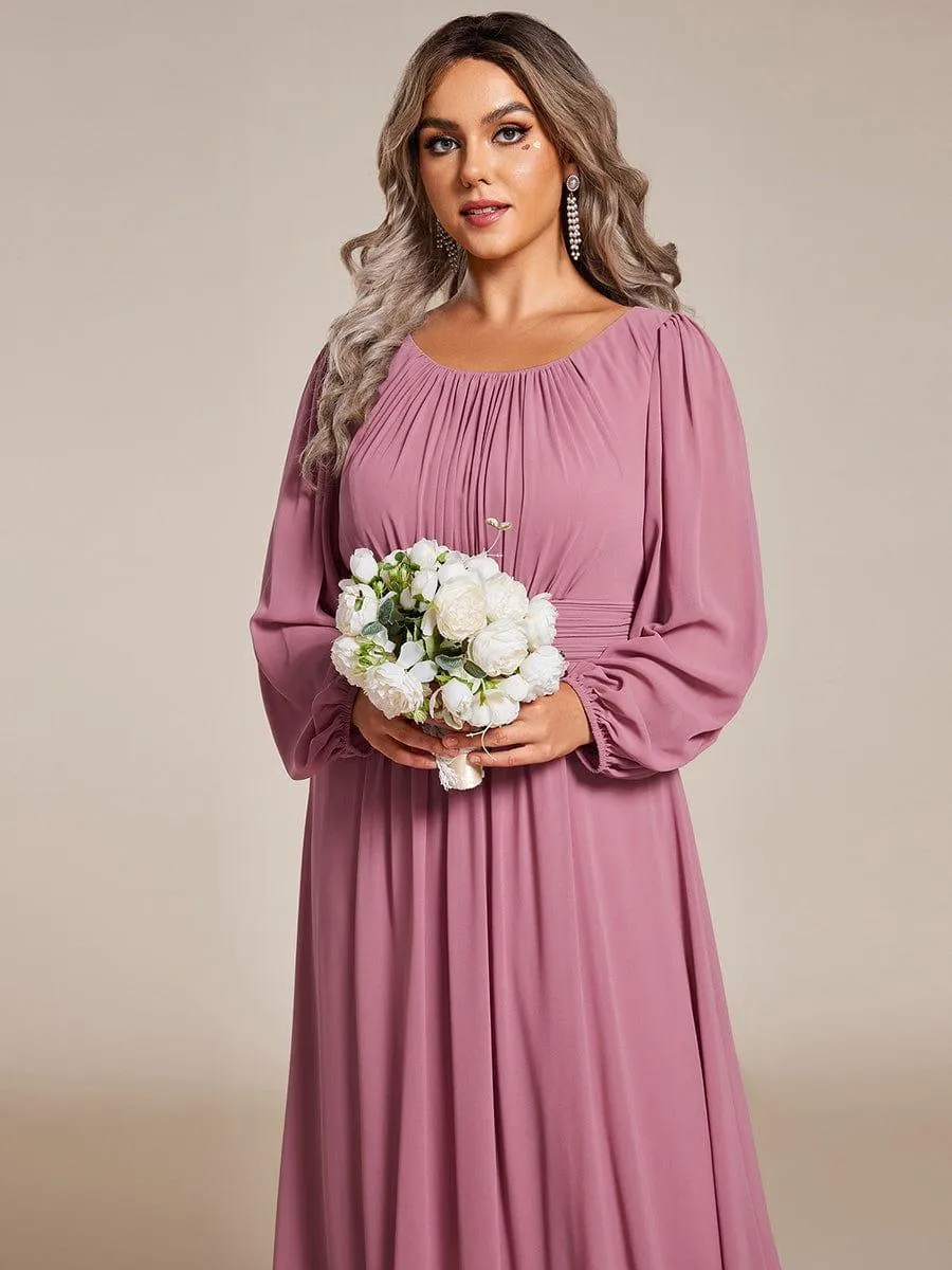 Taille personnalisée Robe demoiselle d'honneur en mousseline à taille haute Manches bouffantes