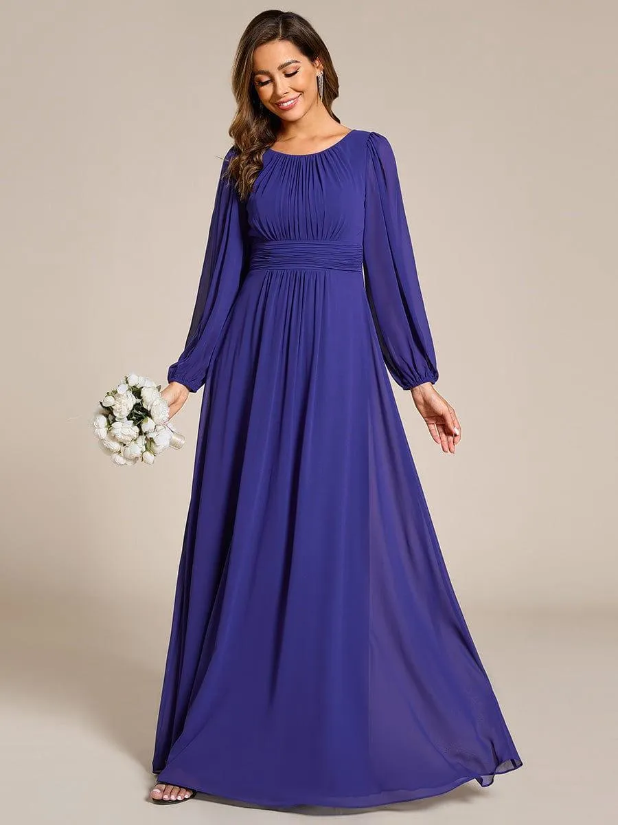 Taille personnalisée Robe demoiselle d'honneur en mousseline à taille haute Manches bouffantes