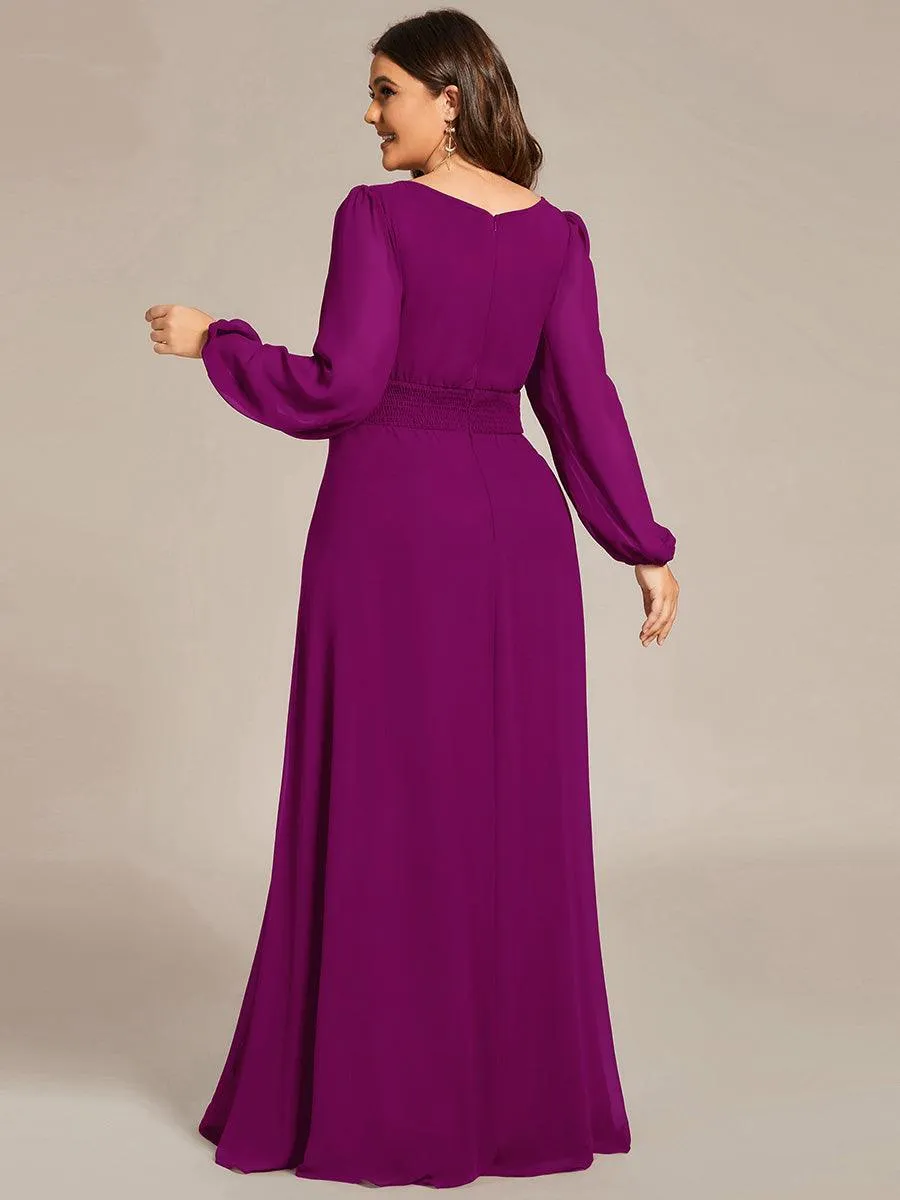 Taille personnalisée Robe demoiselle d'honneur en mousseline à taille haute Manches bouffantes