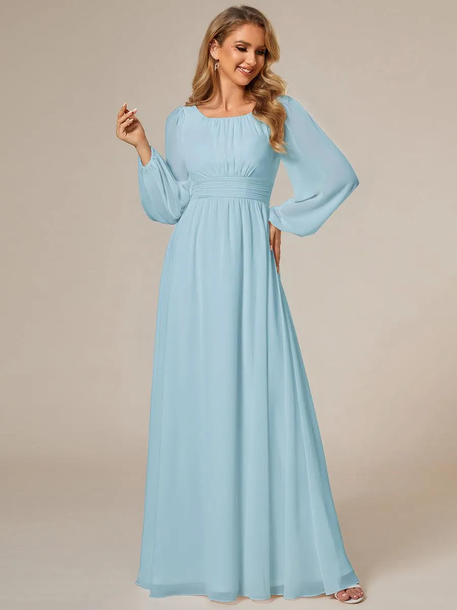 Taille personnalisée Robe demoiselle d'honneur en mousseline à taille haute Manches bouffantes
