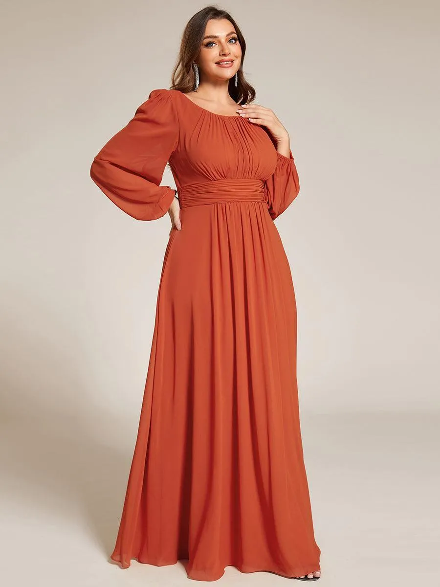 Taille personnalisée Robe demoiselle d'honneur en mousseline à taille haute Manches bouffantes