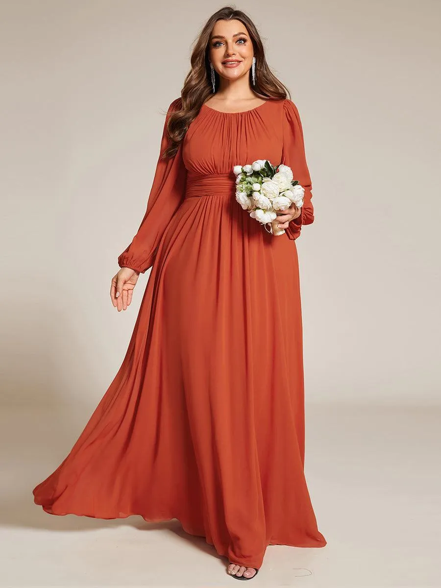 Taille personnalisée Robe demoiselle d'honneur en mousseline à taille haute Manches bouffantes