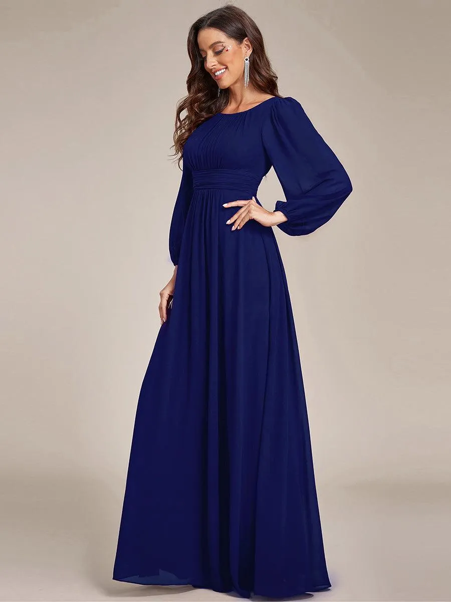 Taille personnalisée Robe demoiselle d'honneur en mousseline à taille haute Manches bouffantes