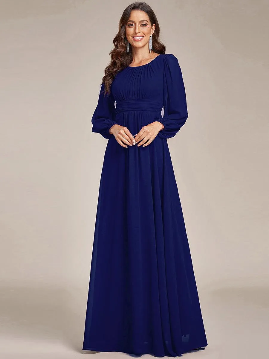 Taille personnalisée Robe demoiselle d'honneur en mousseline à taille haute Manches bouffantes