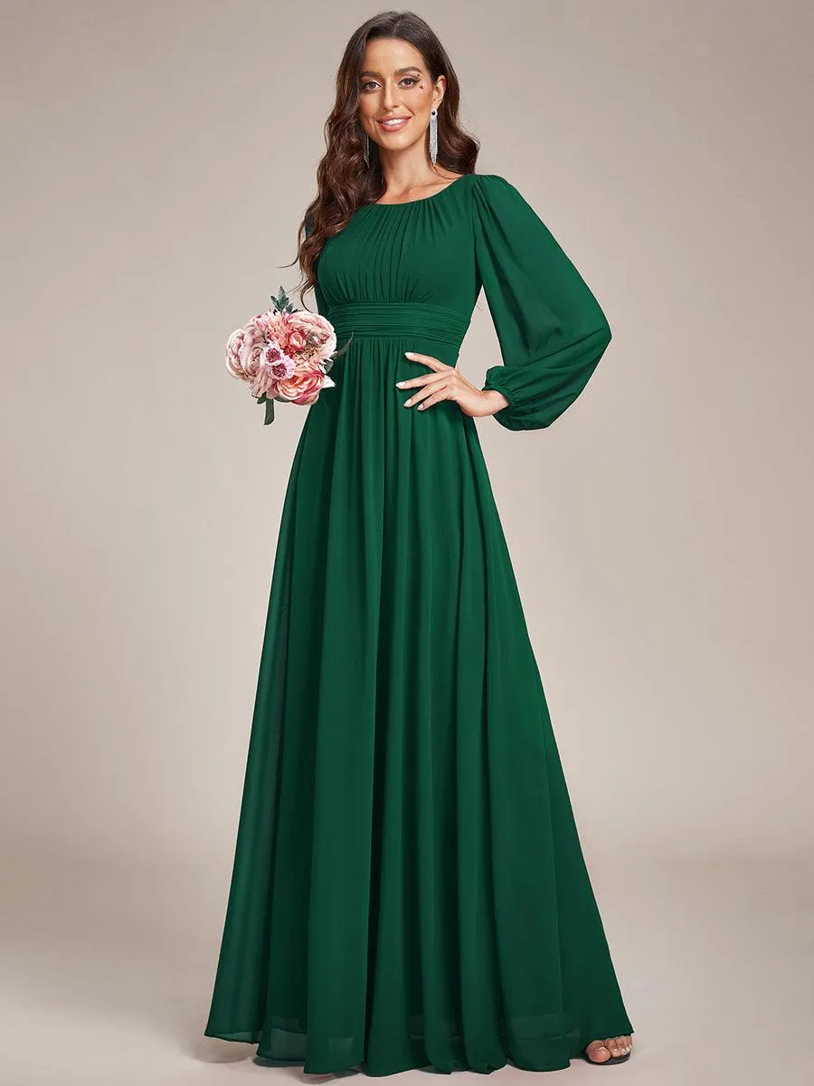 Taille personnalisée Robe demoiselle d'honneur en mousseline à taille haute Manches bouffantes