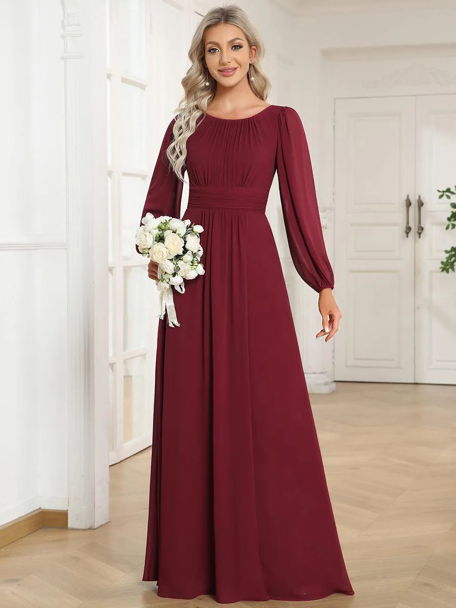 Taille personnalisée Robe demoiselle d'honneur en mousseline à taille haute Manches bouffantes