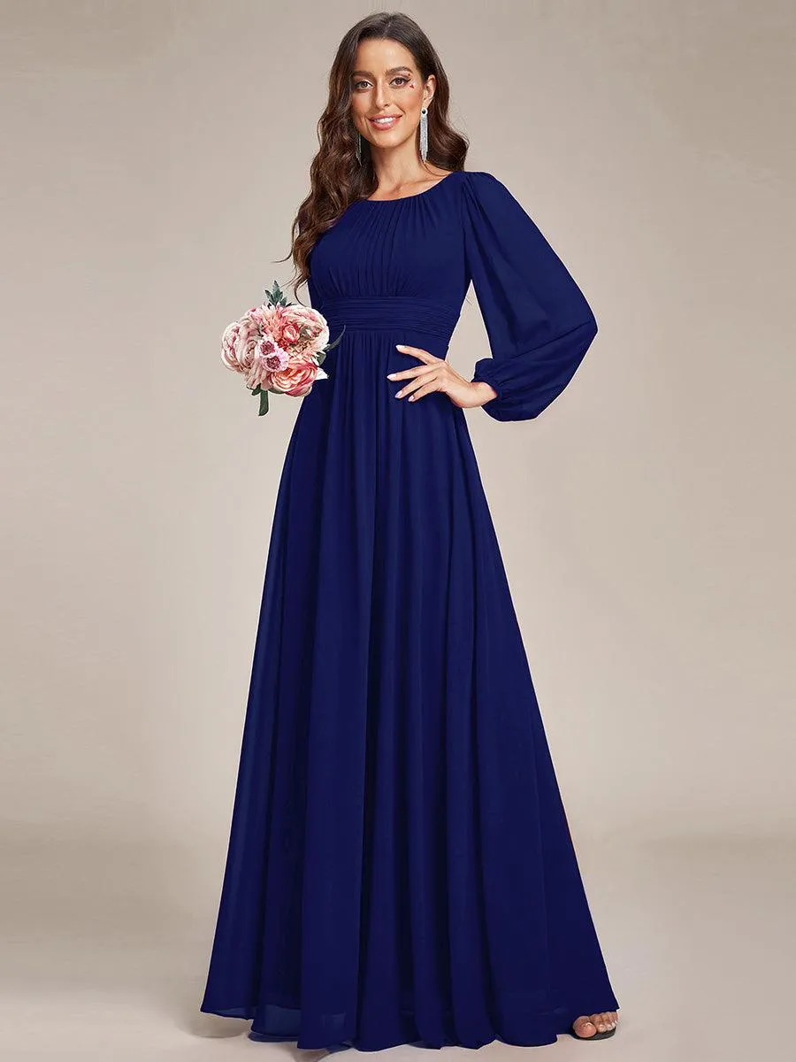 Taille personnalisée Robe demoiselle d'honneur en mousseline à taille haute Manches bouffantes