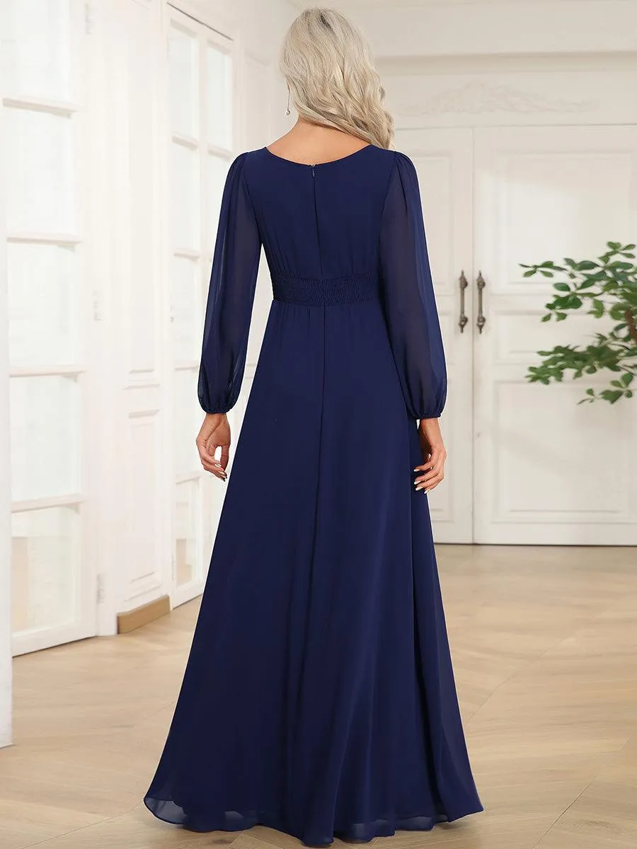 Taille personnalisée Robe demoiselle d'honneur en mousseline à taille haute Manches bouffantes