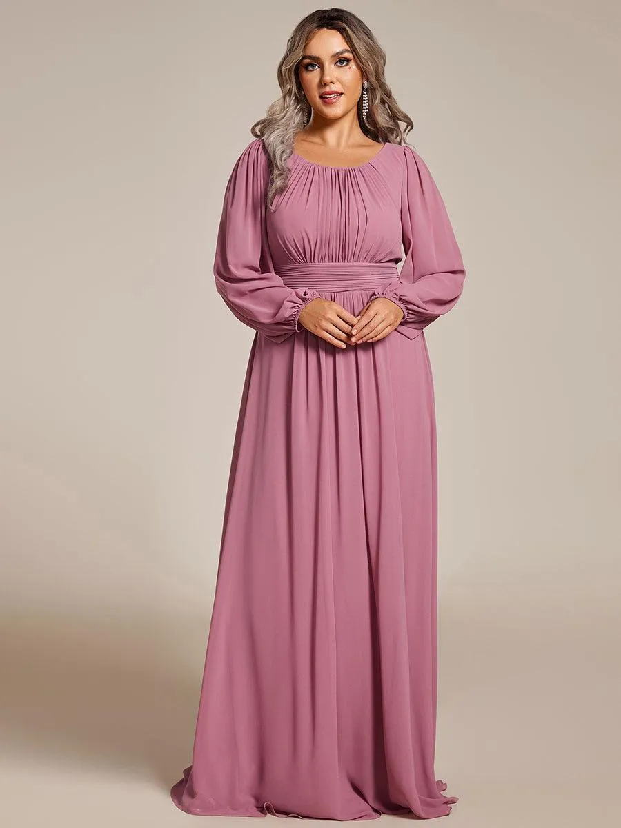 Taille personnalisée Robe demoiselle d'honneur en mousseline à taille haute Manches bouffantes