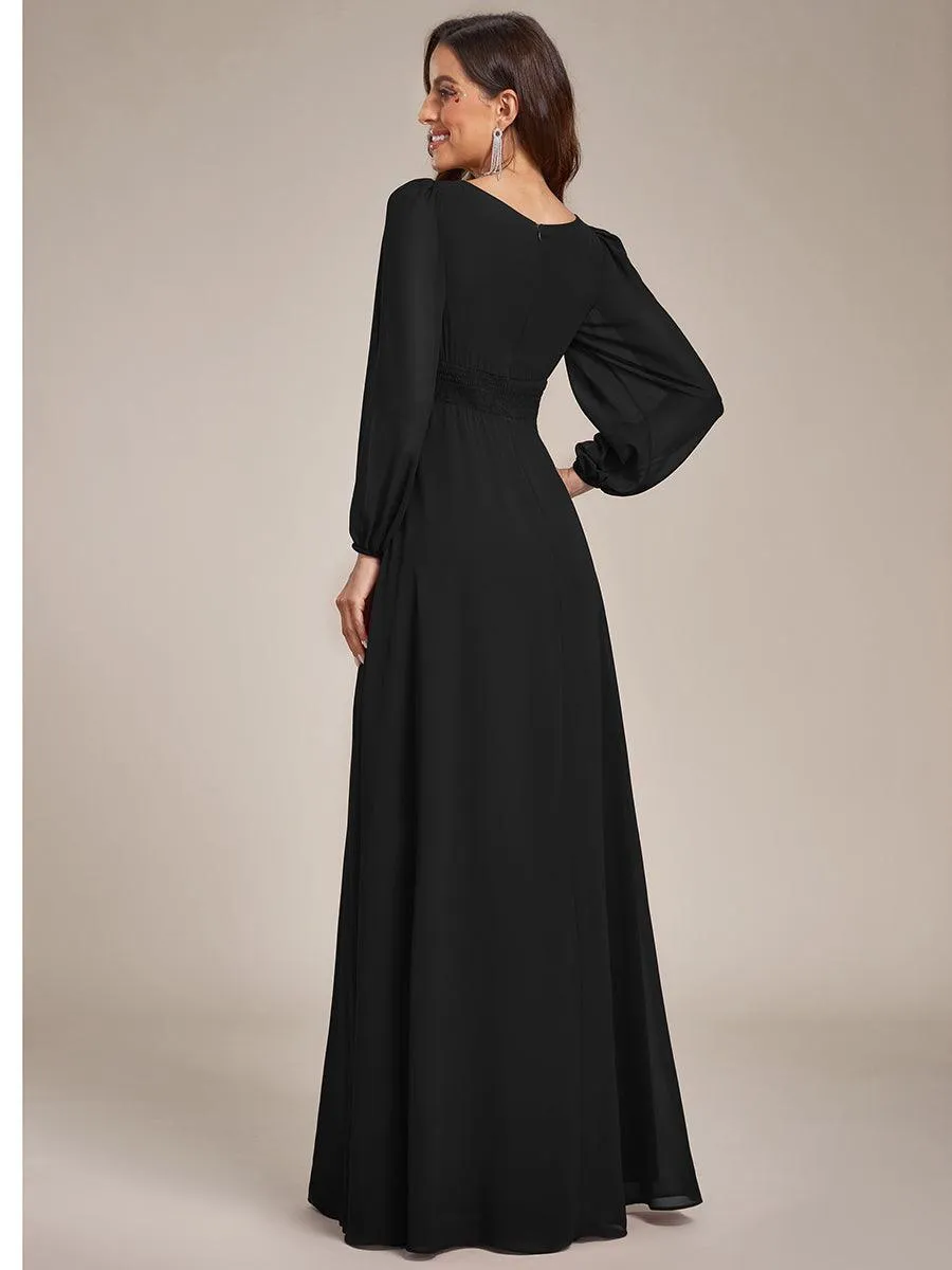 Taille personnalisée Robe demoiselle d'honneur en mousseline à taille haute Manches bouffantes