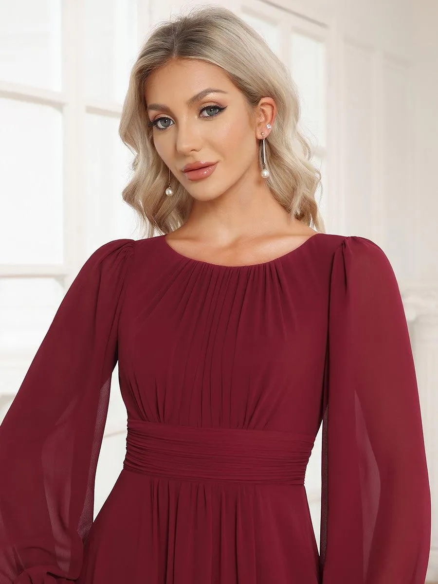 Taille personnalisée Robe demoiselle d'honneur en mousseline à taille haute Manches bouffantes