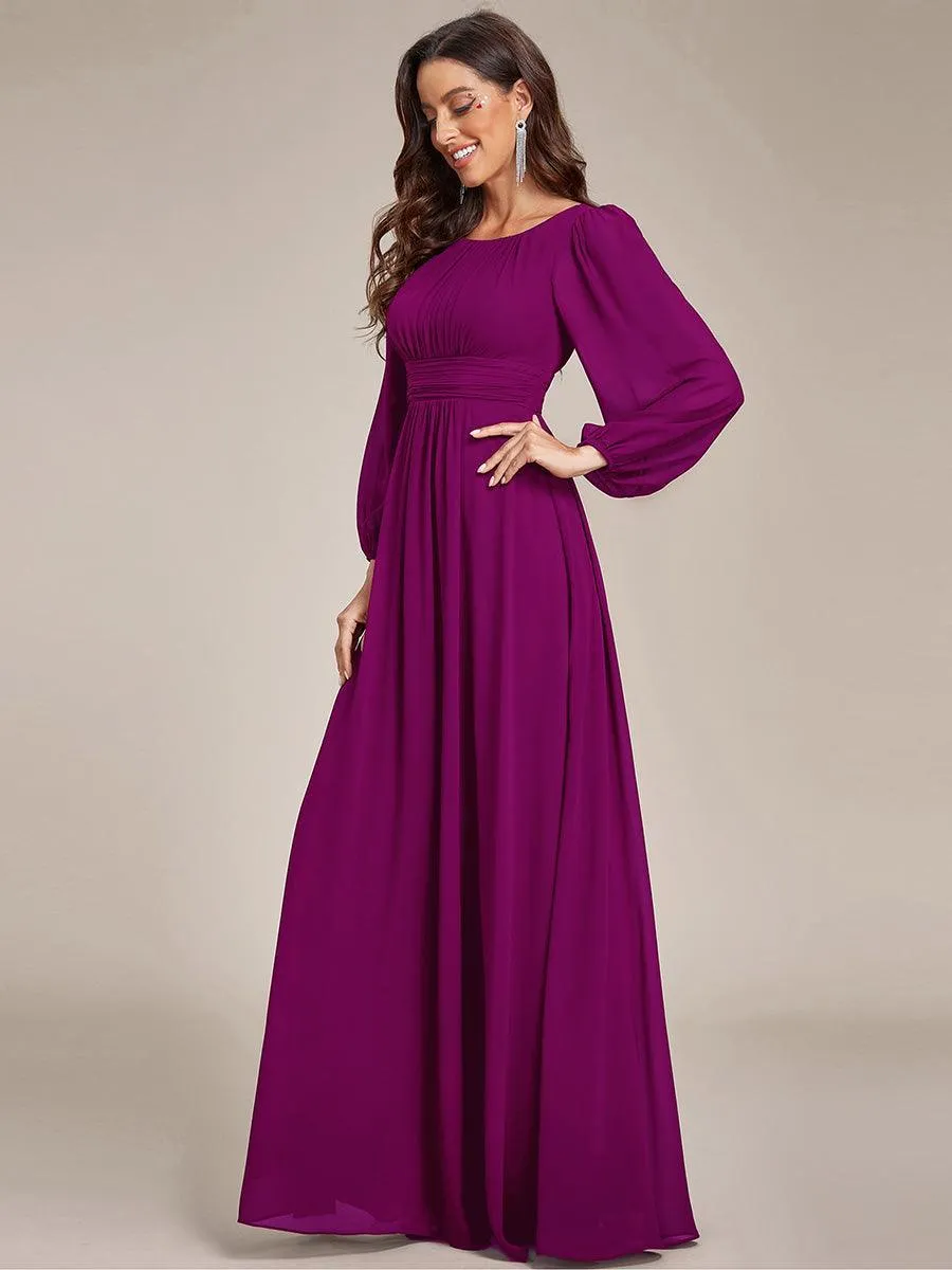 Taille personnalisée Robe demoiselle d'honneur en mousseline à taille haute Manches bouffantes