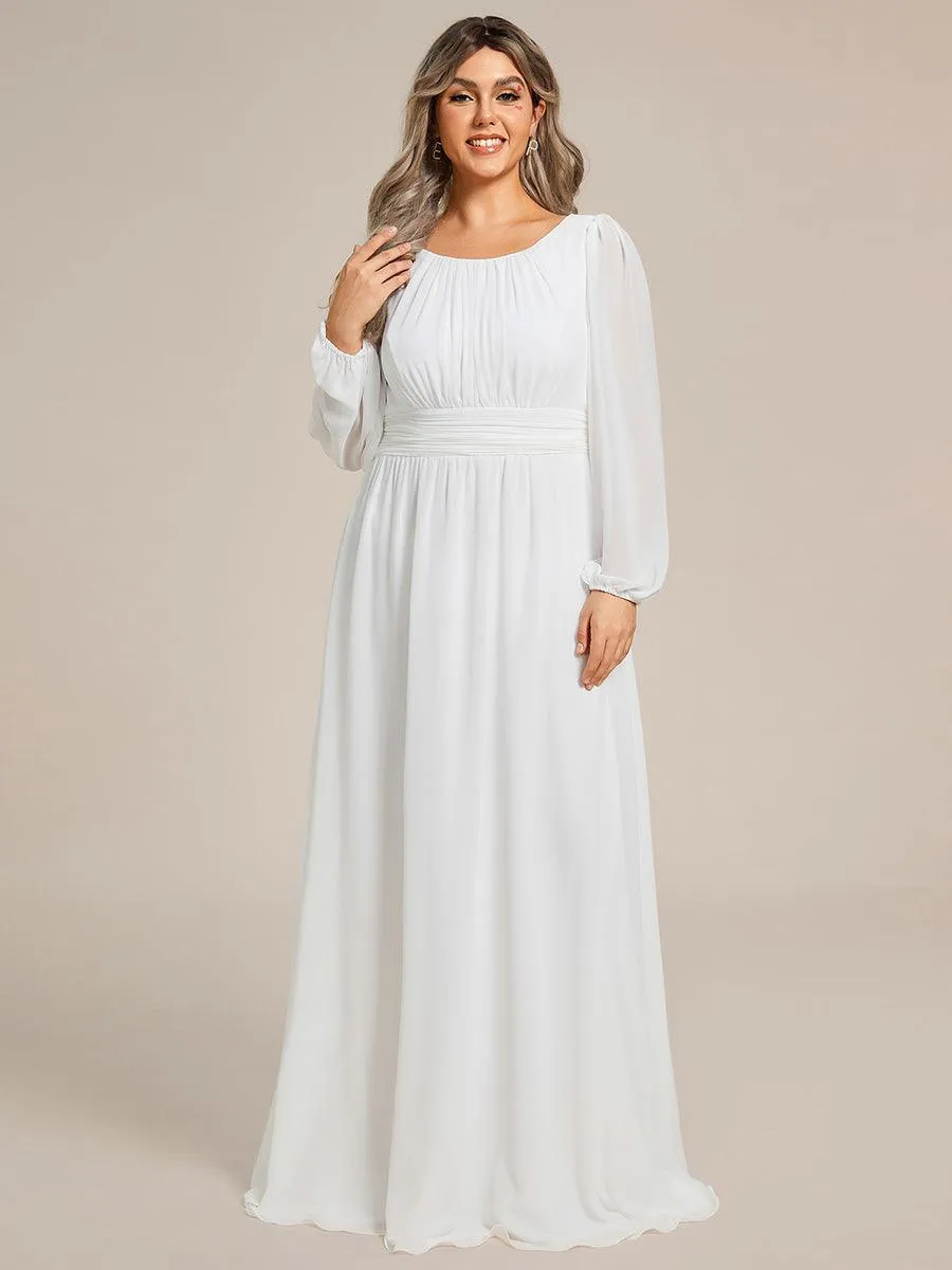 Taille personnalisée Robe demoiselle d'honneur en mousseline à taille haute Manches bouffantes