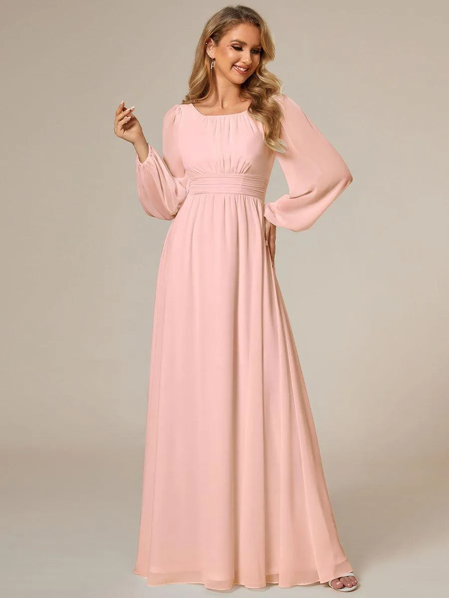 Taille personnalisée Robe demoiselle d'honneur en mousseline à taille haute Manches bouffantes