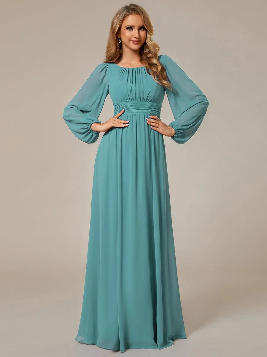 Taille personnalisée Robe demoiselle d'honneur en mousseline à taille haute Manches bouffantes
