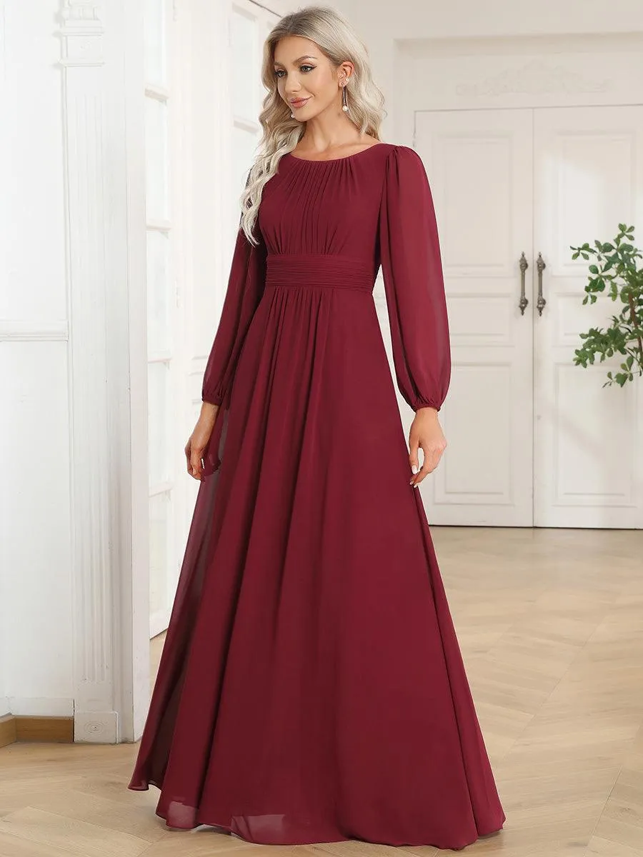 Taille personnalisée Robe demoiselle d'honneur en mousseline à taille haute Manches bouffantes