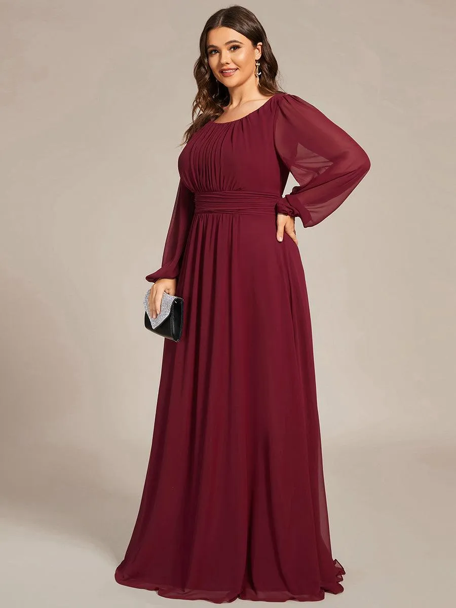Taille personnalisée Robe demoiselle d'honneur en mousseline à taille haute Manches bouffantes