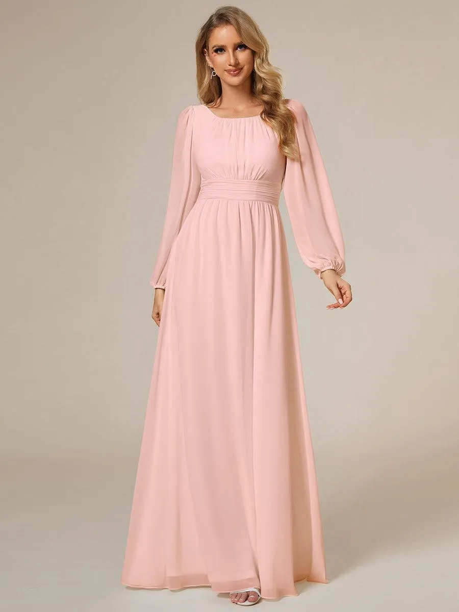 Taille personnalisée Robe demoiselle d'honneur en mousseline à taille haute Manches bouffantes