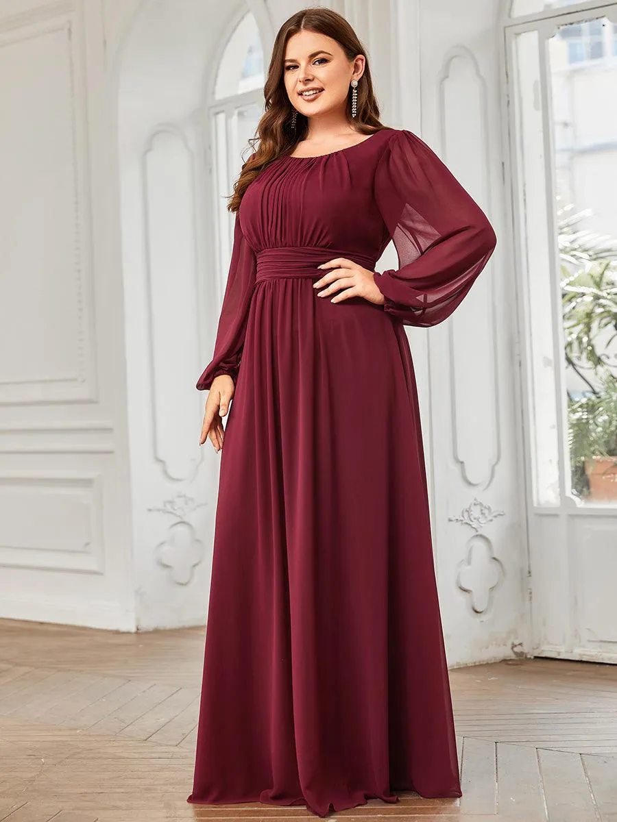 Taille personnalisée Robe demoiselle d'honneur en mousseline à taille haute Manches bouffantes