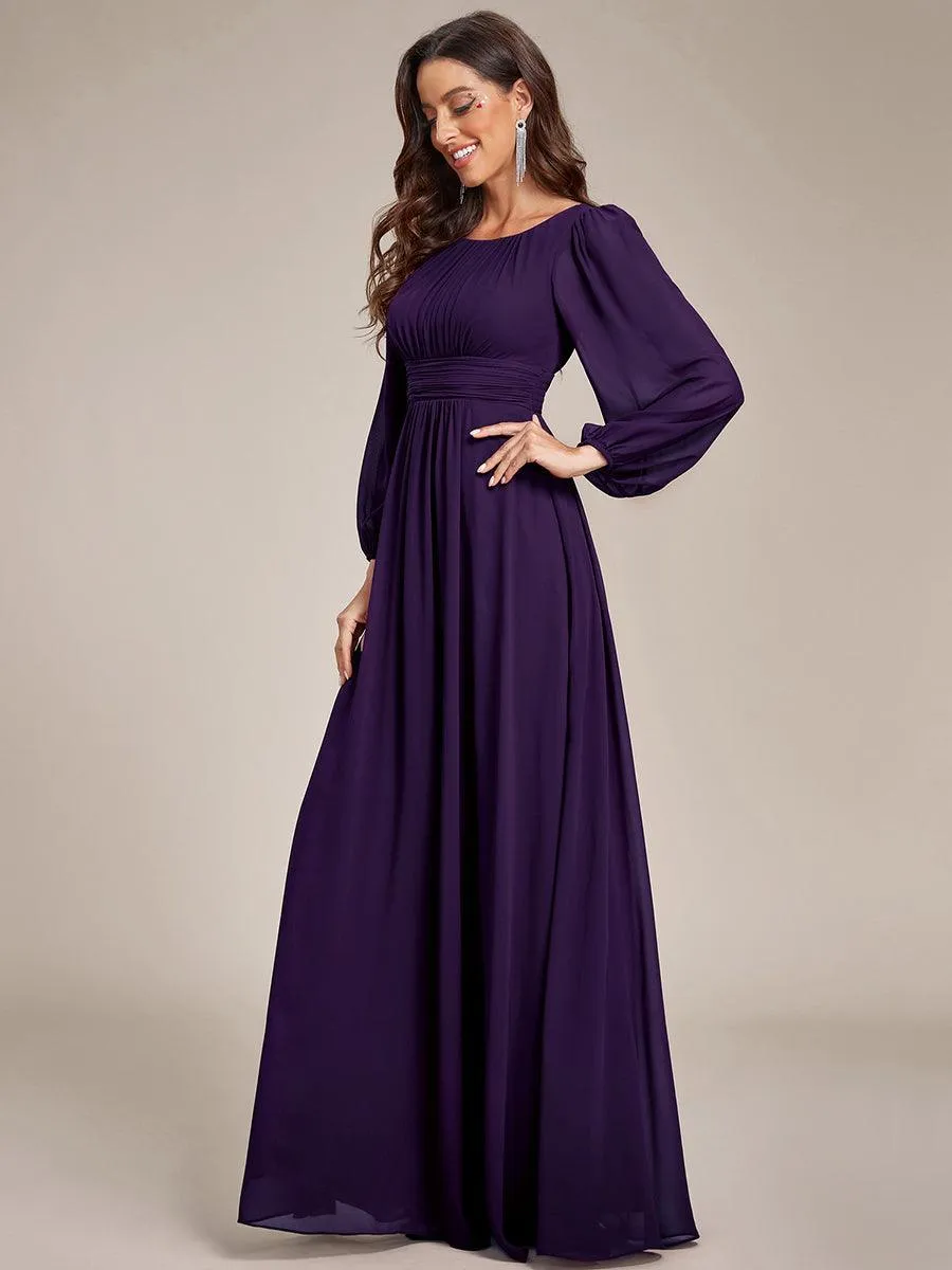 Taille personnalisée Robe demoiselle d'honneur en mousseline à taille haute Manches bouffantes