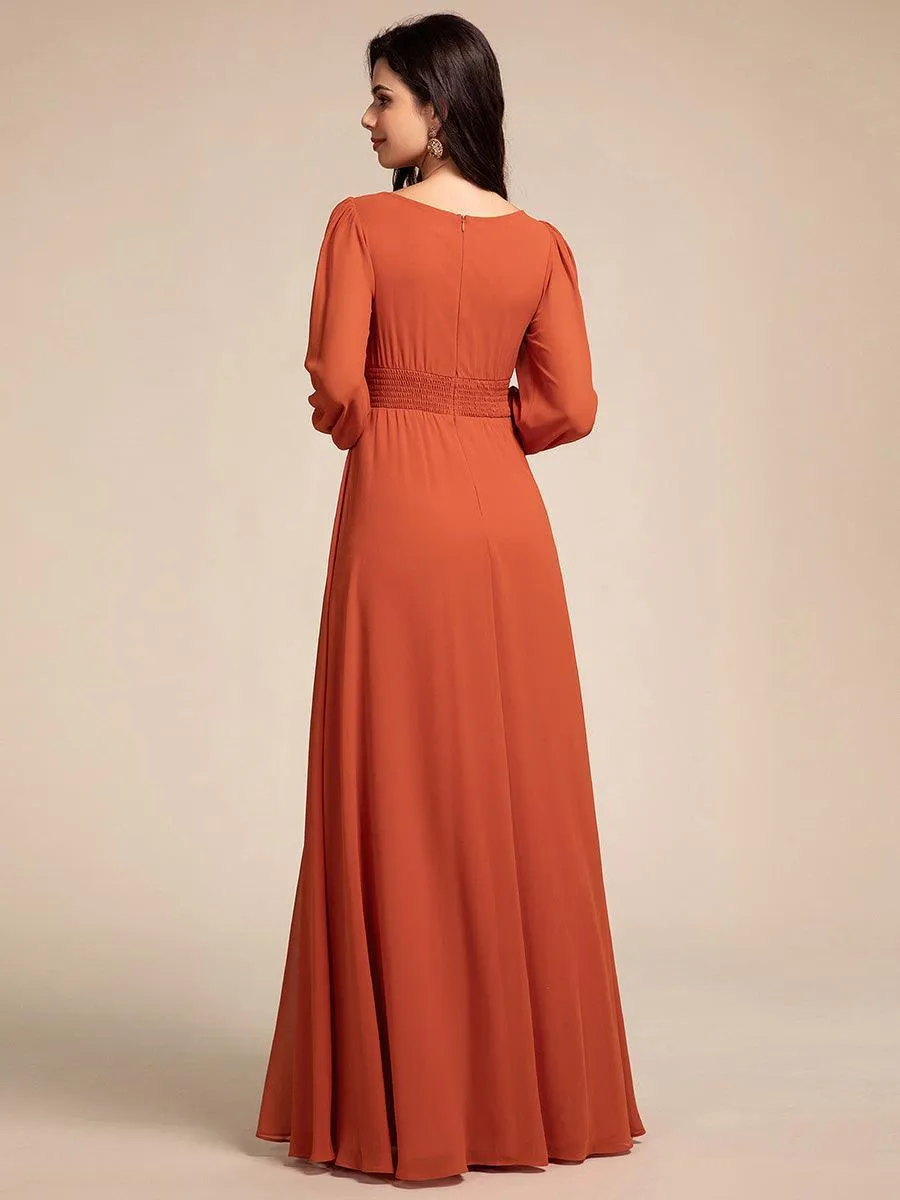 Taille personnalisée Robe demoiselle d'honneur en mousseline à taille haute Manches bouffantes
