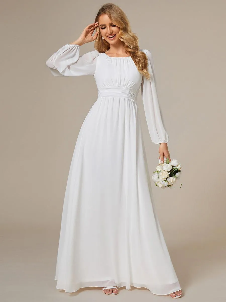 Taille personnalisée Robe demoiselle d'honneur en mousseline à taille haute Manches bouffantes